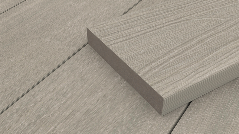 planeo UNIDeck - Listello per terrazza rivestito in WPC CoEx, grigio chiaro, 3 m - strutturato/liscio spazzolato
