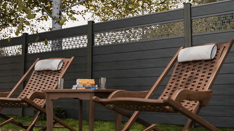 planeo Gardence Strong - BPC-Steckzaun Oriental Steingrau co-ex 180 x 180 cm