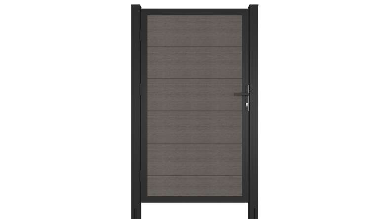 planeo INFINITY XL-Board - WPC CoEx Universaltor Dunkelgrau mit Anthrazit Alurahmen 100 x 180 cm
