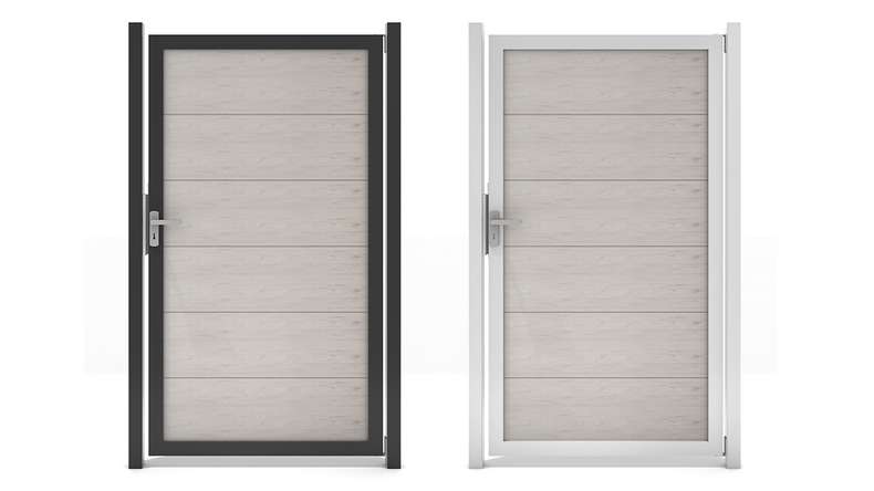 planeo Gardence Guard - Portillon universel BPC bicolore « Sand » avec cadre en aluminium 100 x 180 x 4 cm