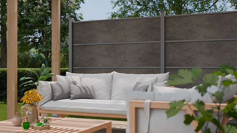 planeo Gardence Resistant - HPL-Steckzaun Anthrazitgrau 180 x 183 cm