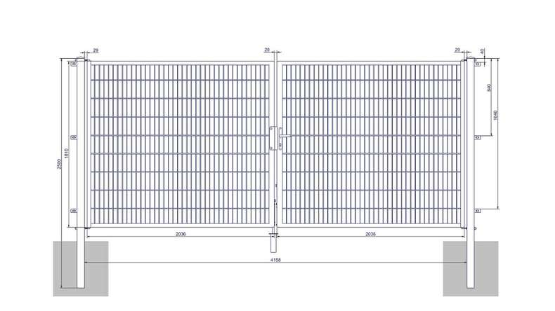 planeo Universaltor medium 2-flg. Moosgrün H 1800 x B 4158 mm inkl. Torpfosten