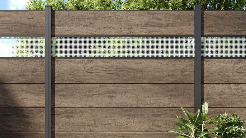 planeo Gardence Simply - Recinzione in PVC ad innesto Quadrata Quercia Monumento 180x180 cm