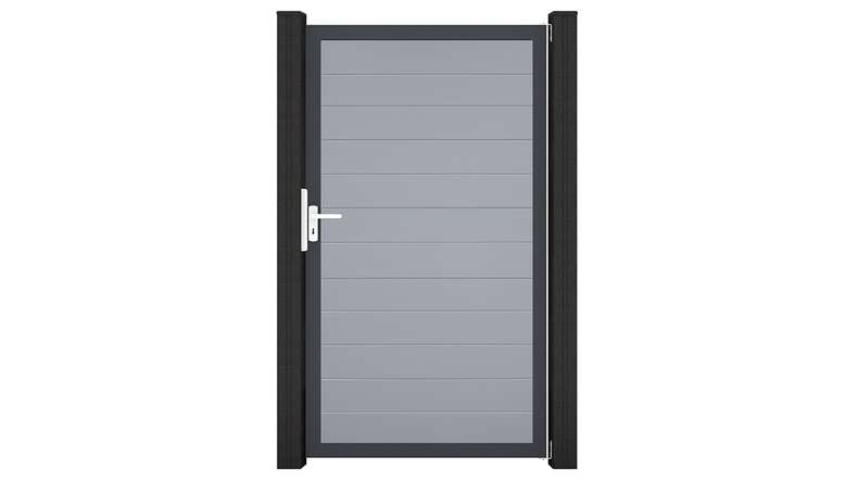planeo Gardence Simply Small - PVC-Universaltor Silbergrau mit Alu-Rahmen in Anthrazit | DB703 100 x 180 cm