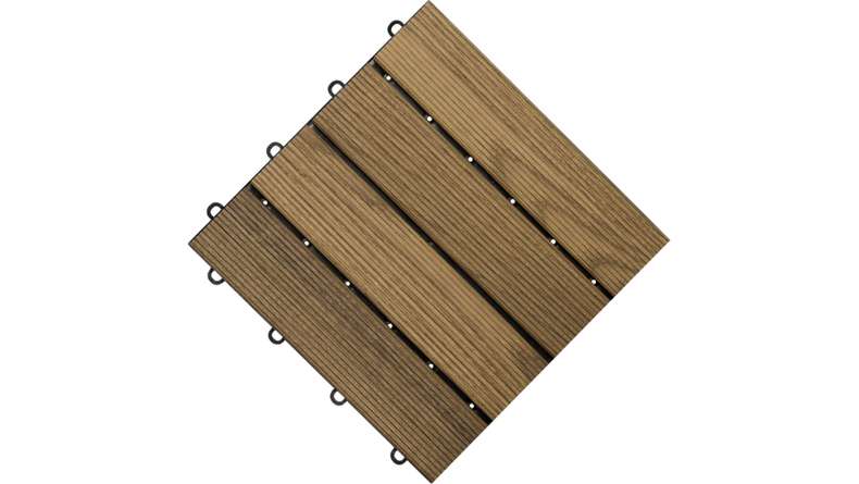 piastrella per terrazza in legno planeo termo-cenere scanalata 30x30 cm - 6 pz.
