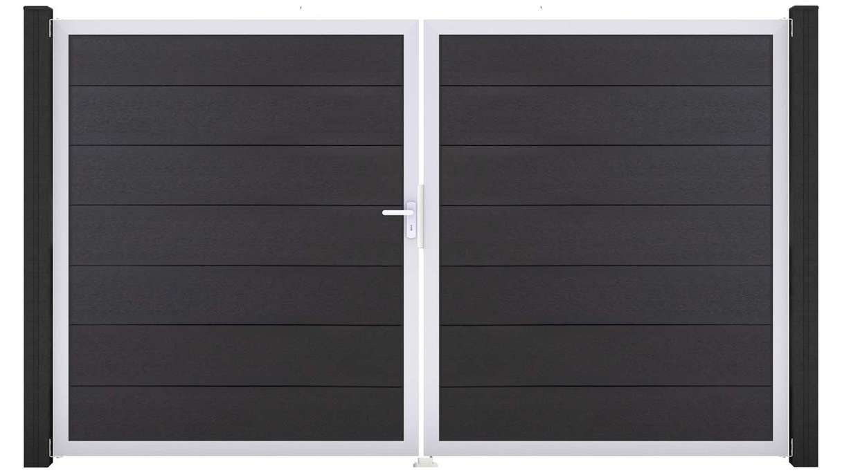 planeo Gardence Strong XL - Cancello BPC - A due ante, grigio antracite con telaio in alluminio