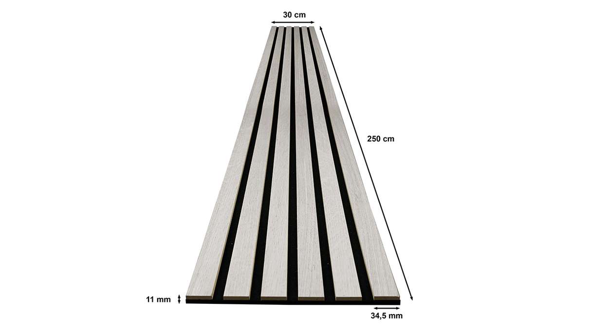 Skaben Akustikpaneele SilentWall Comfort - Eiche Weiß - 250 x 30 cm