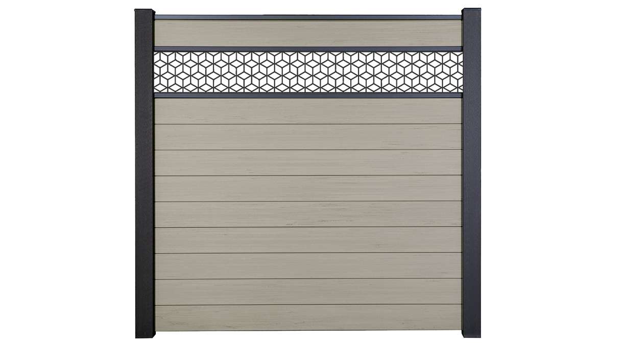 planeo Gardence Strong - BPC-Steckzaun Cube Bi-Color Sand 180 x 180 cm