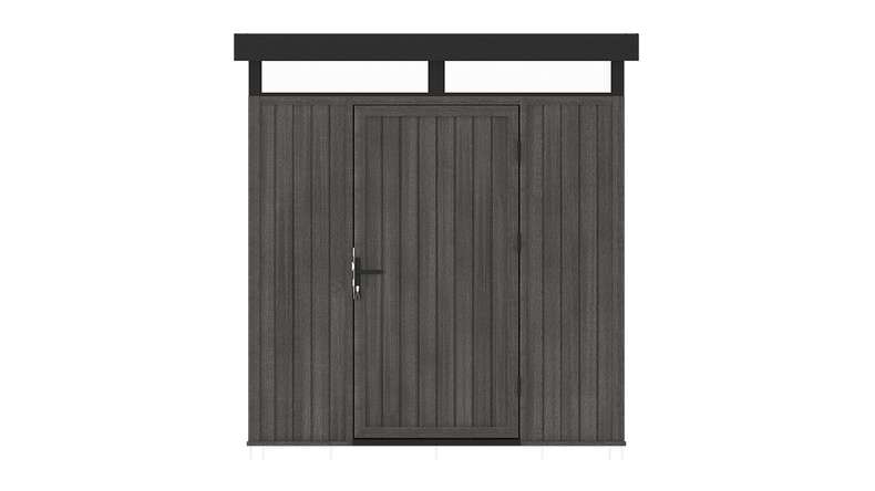 Abri de jardin planeo WPC CoEx à toit plat, modèle S - Gris foncé, 208 x 200 x 226,5 cm