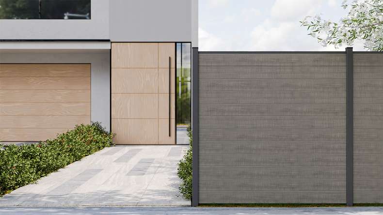 planeo Gardence Simply Small - PVC-Steckzaun Grey Ash Cut 180 x 180 cm
