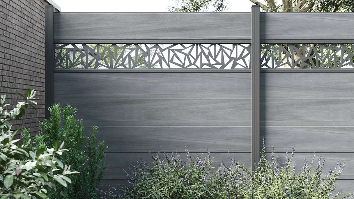 planeo Gardence Strong XL - BPC-Gartenzaun Standard Steingrau co-ex