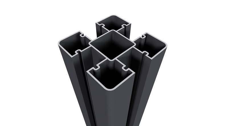 Pali in alluminio planeo da cementare - Nero 8 x 8 x 150 cm, con cappuccio incluso