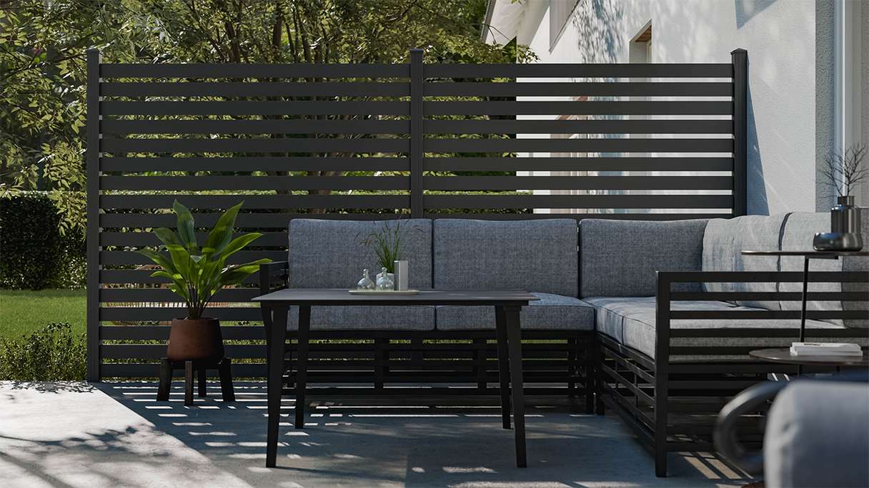 planeo Gardence Metallic Edge - Recinzione da giardino in alluminio quadrata antracite | DB703