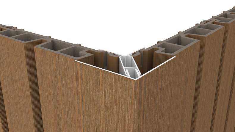 planeo LINEA - Alu CoEx Außeneckprofil Burma Teak 3000 x 66 x 66 mm