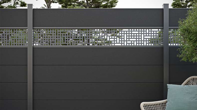 planeo Gardence Strong XL - Clôture composite à emboîter standard gris Anthracite