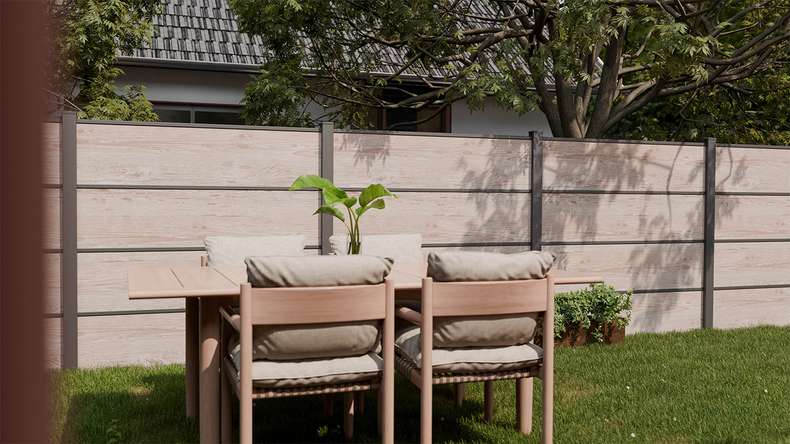 planeo Gardence Resistant - HPL-Steckzaun Holzoptik 180 x 183 cm