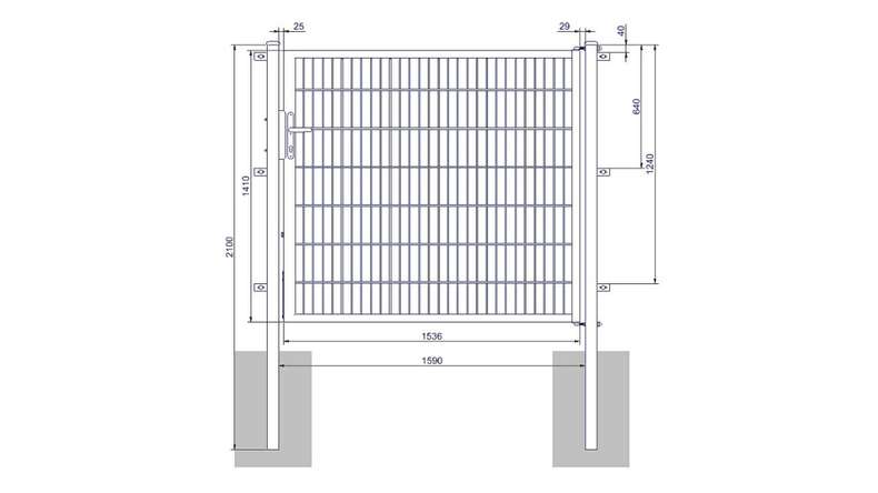 planeo Universaltor medium 1-flg. Feuerverzinkt H 1400 x B 1590 mm inkl. Torpfosten
