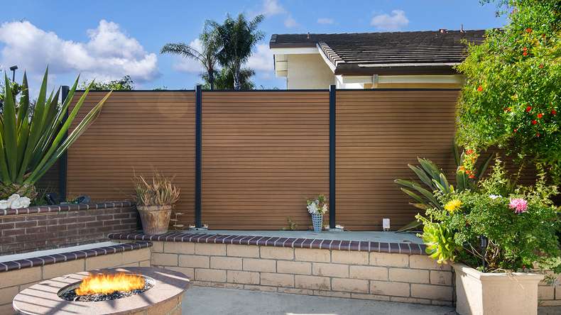 planeo LINEA - WPC CoEx Rhombus Steckzaun Burma Teak 176 x 183 cm