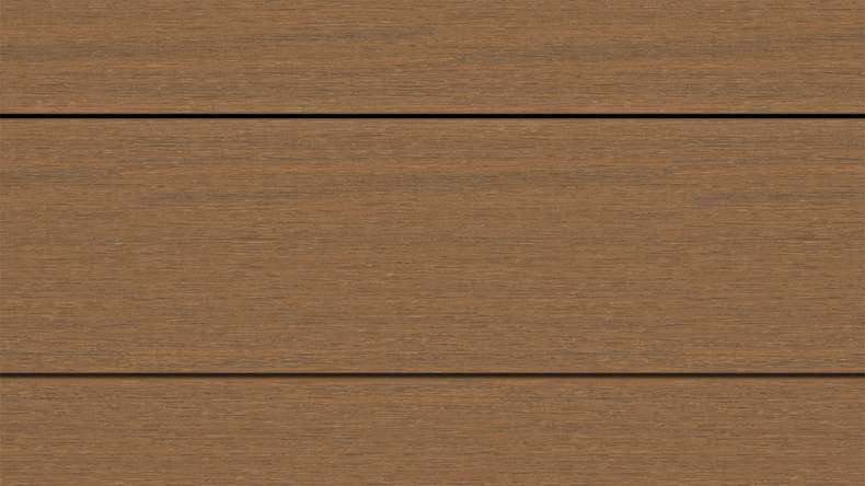planeo WOODLine Nature - Pannello per decking rivestito in WPC CoEx a camera cava - Burma teak 3m strutturato/liscio spazzolato