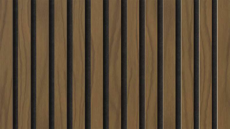 planeo Akustikpaneele - Walnuss 2480 x 600 x 21.5 mm | schwer entflammbar Brandschutz Klasse B