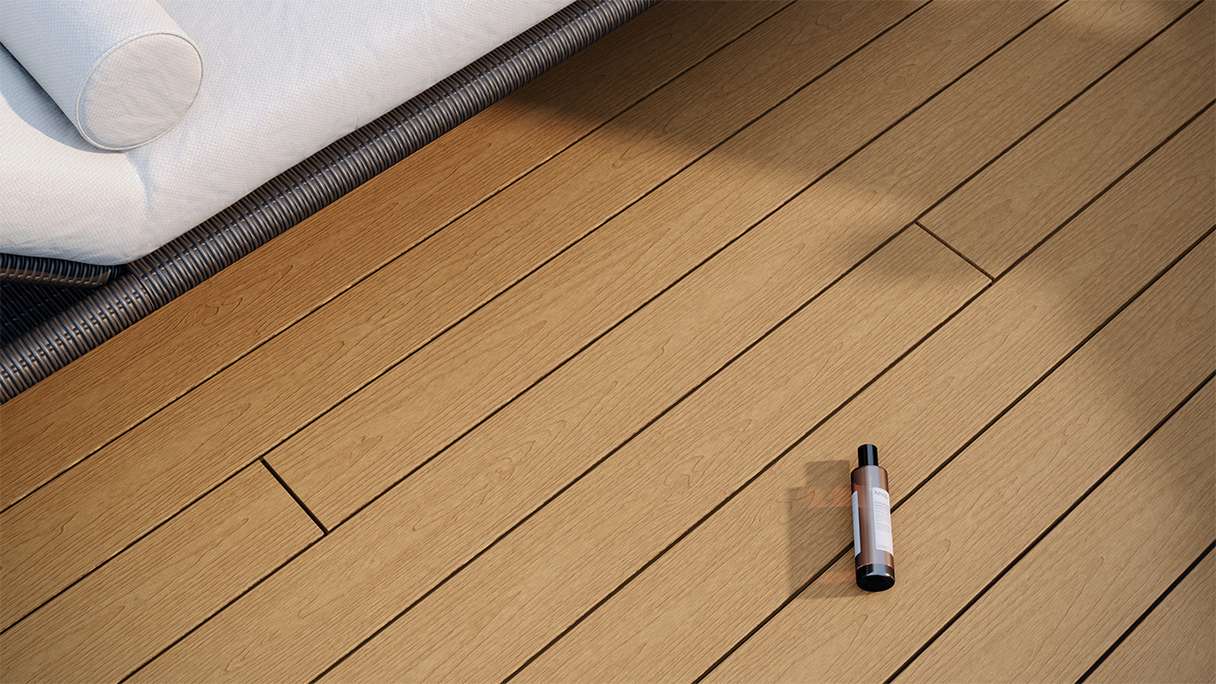 planeo CoEXWood WPC tavola con rivestimento solido - Sabbia/Caramello 3m strutturato