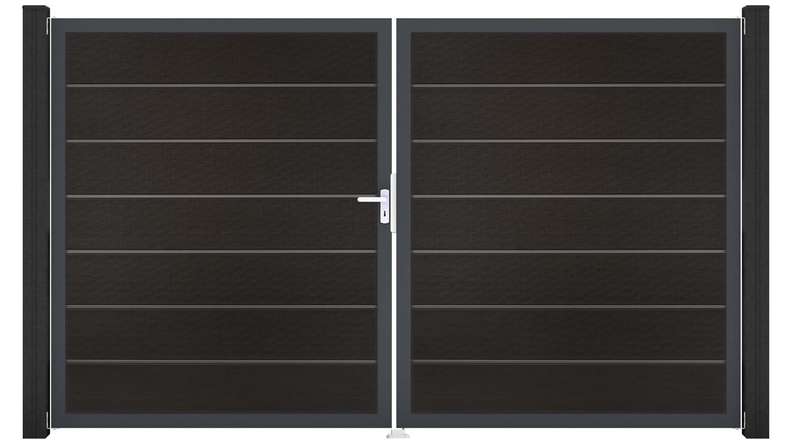 planeo Gardence Deluxe - Porte composite DIN gauche 2 vantaux noir co-ex avec cadre alu Anthracite