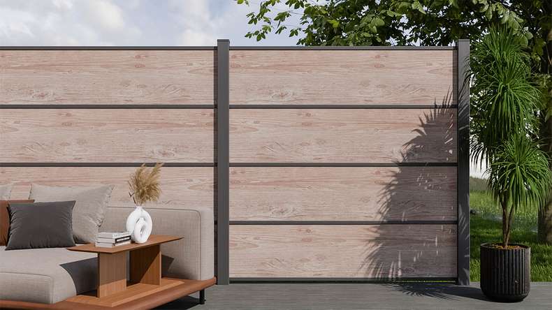 planeo Gardence Resistant - HPL-Steckzaun Holzoptik 180 x 183 cm