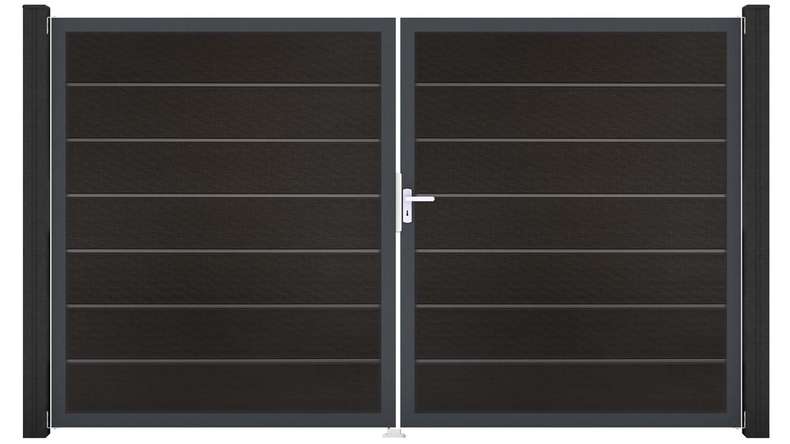 planeo Gardence Deluxe - Porte composite DIN droite 2 vantaux noir co-ex avec cadre alu Anthracite