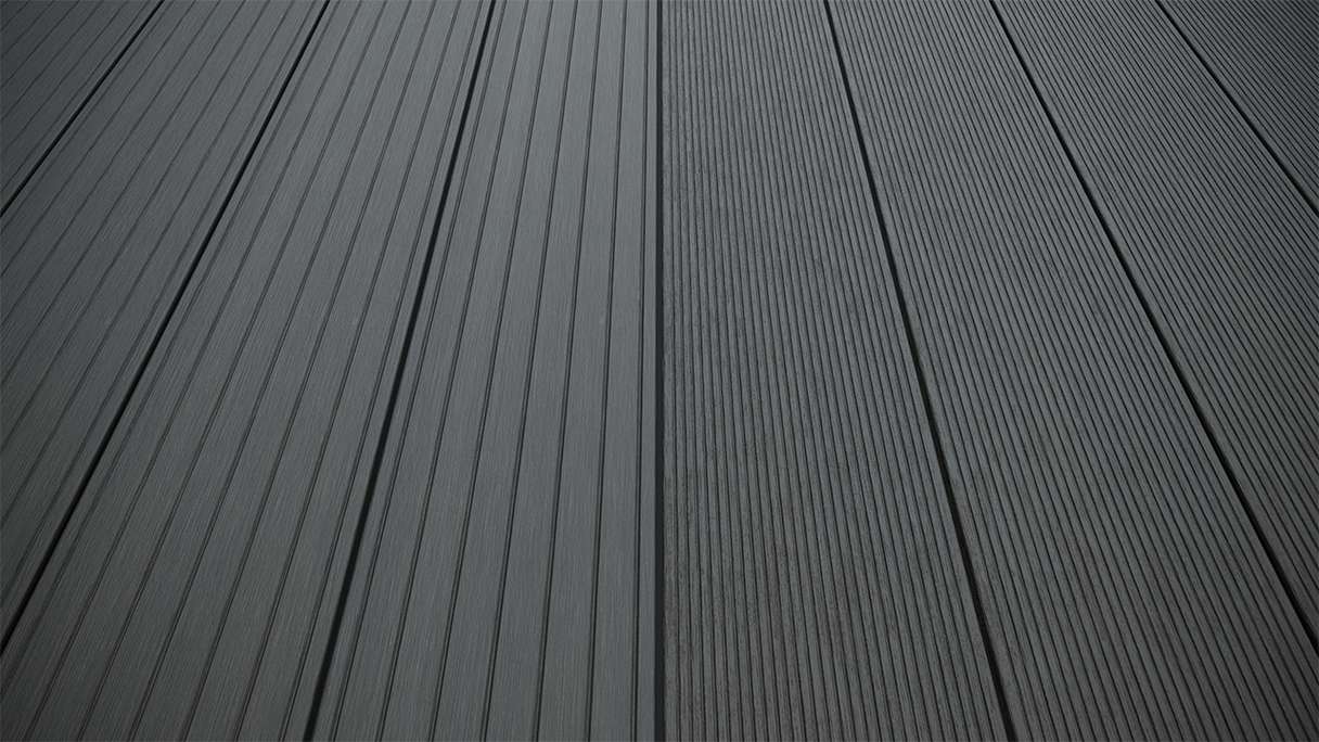 planeo LightWood WPC Lame de terrasse alvéolaire - gris foncé 3m rainuré/cannelé