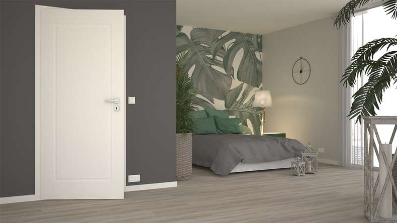 planeo Porte d'intérieur design VELA Lallu 1 laque blanche 9010 chant d'angle | laqué - 1985 x 610|735|860|985 mm
