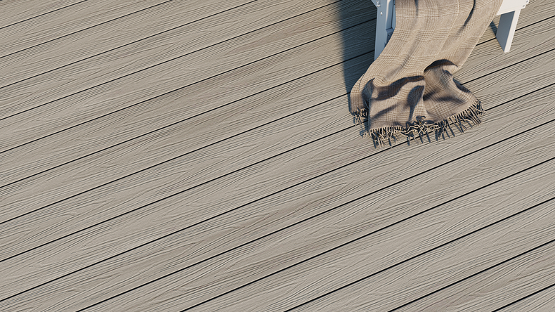 planeo UNIDeck - Listello per terrazza rivestito in WPC CoEx, grigio chiaro, 3 m - strutturato/liscio spazzolato