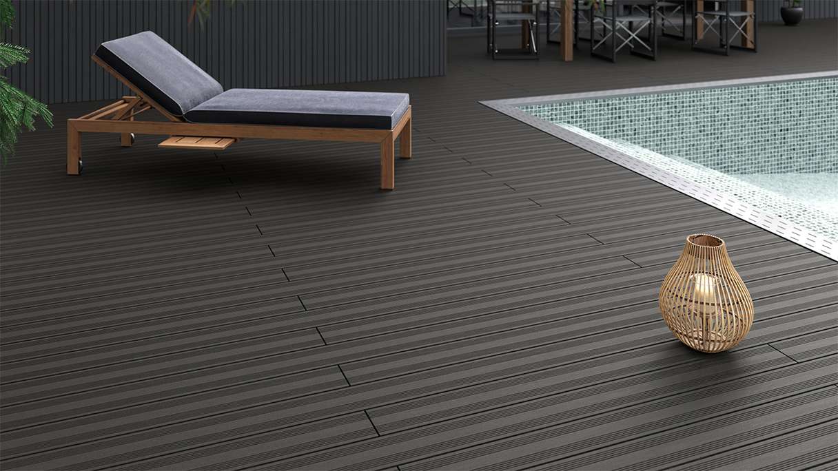 planeo SolidWood WPC decking set completo di tavole massicce - Grigio scuro francese/testurizzato