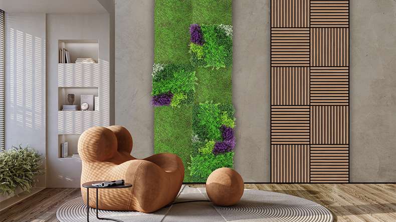 pannello acustico planeo - MixWall Leaf Mood Violet Mixed Flora 52 x 52 cm | pianta artificiale (PLMW-61111)