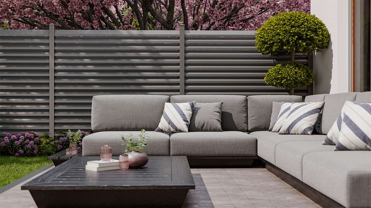 planeo Gardence Metallic Rhombus - Recinzione da giardino in alluminio quadrata antracite | DB703