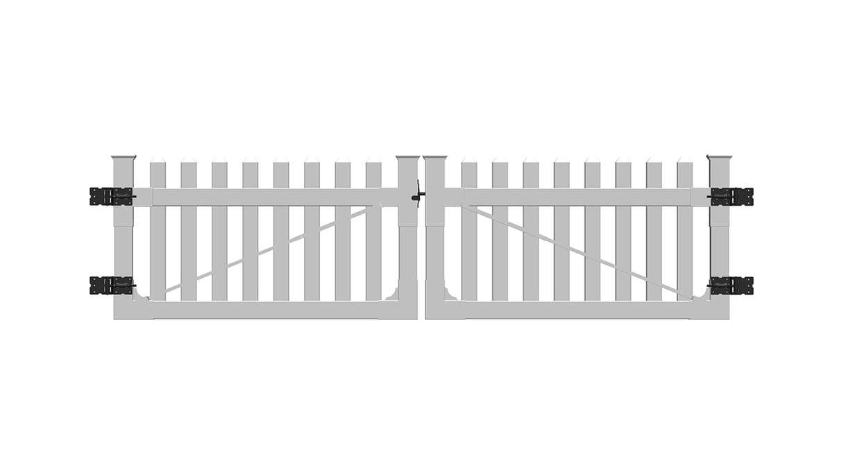 planeo Privara - PVC Vorgartenzaun Tor Weiß - UV-Beständig | 300 x 80 cm