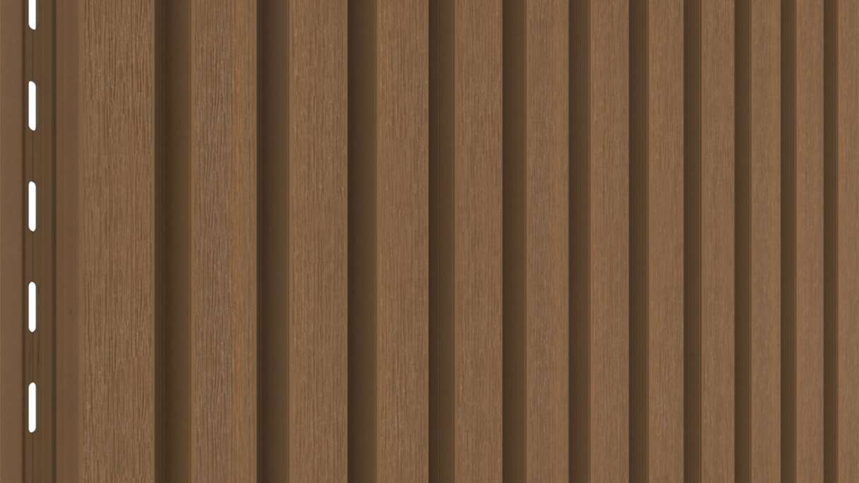planeo LINEA Slim - Bardage de façade en WPC CoEx « Burma Teak » 2900 x 215 mm