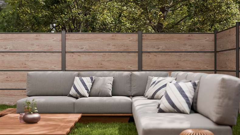 planeo Gardence Resistant - HPL-Steckzaun Holzoptik 180 x 183 cm