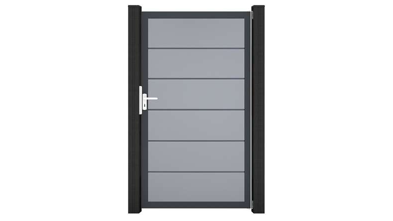 planeo Gardence Simply Premium - PVC-Universaltor Silbergrau mit Alu-Rahmen 100 x 180 cm