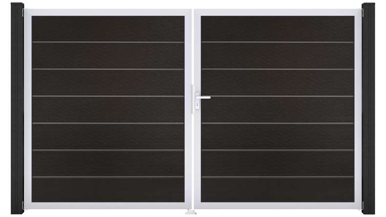 planeo Gardence Deluxe - Cancello BPC - a due ante, nero co-ex con telaio in alluminio
