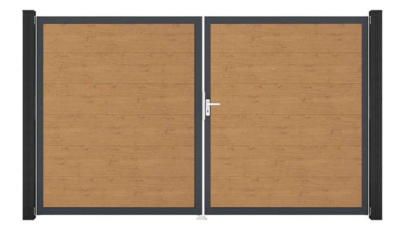 planeo Gardence Simply - Porta in PVC - DIN Destro a 2 ante Quercia nodosa naturale con telaio in alluminio antracite
