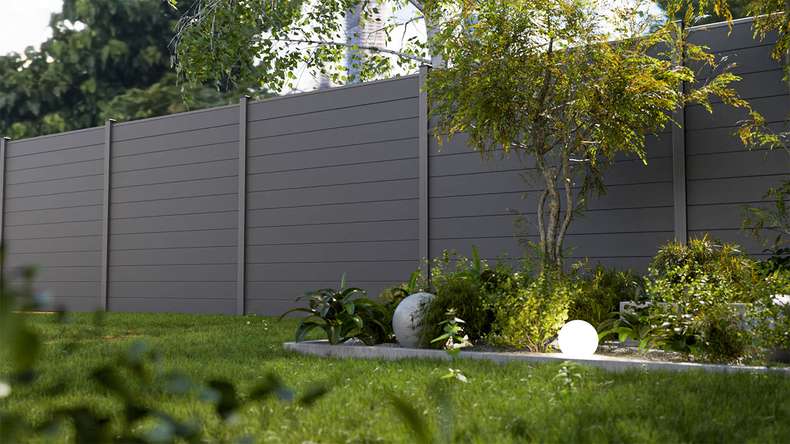 planeo Gardence Simply Small - PVC-Steckzaun Anthrazitgrau 180 x 180 cm