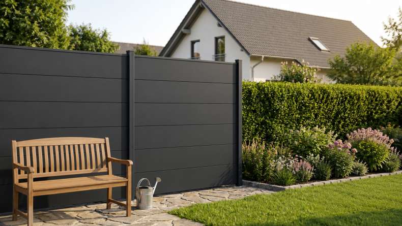 planeo Gardence Simply - Recinzione in PVC ad innesto Quadrata Grigio antracite 180 x 180cm