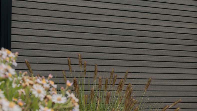 planeo LINEA - WPC CoEx Clôture à emboîter Rhombus gris foncé 176 x 183