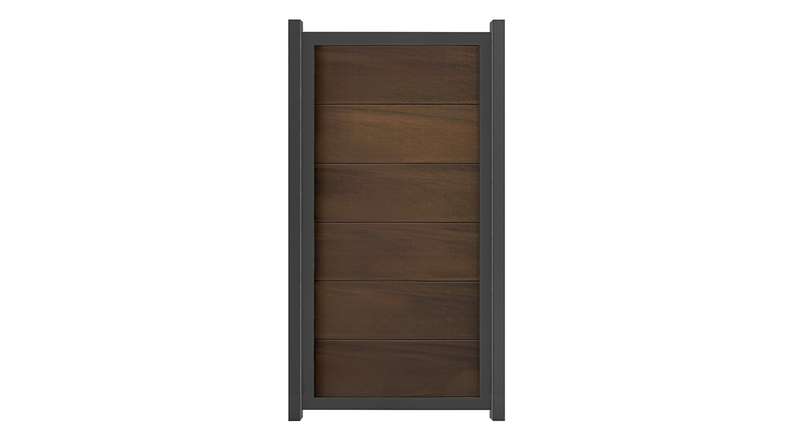 planeo Gardence Guard - Recinzione in BPC verticale Noce coex con telaio in alluminio in antracite