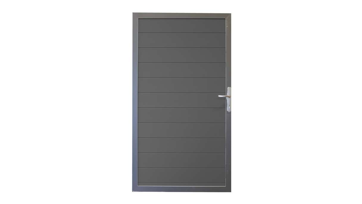 planeo Gardence Metallic - Cancello universale in alluminio grigio antracite con telaio in alluminio