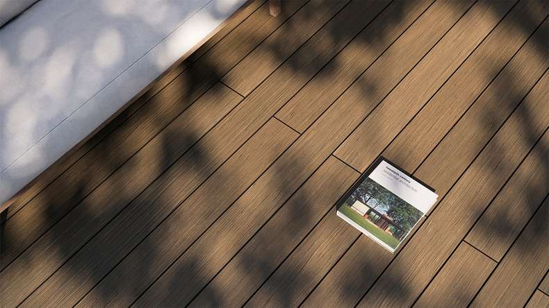 planeo AntikWood WPC-Terrasse Komplett-Set Massivdiele - Hellbraun antik gealtert