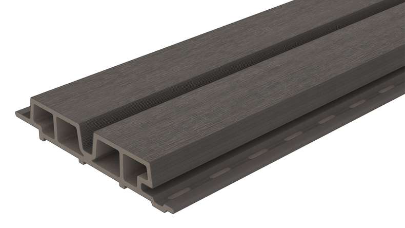 planeo LINEA Wide - Bardage de façade en WPC CoEx, gris foncé, 2900 x 181 mm