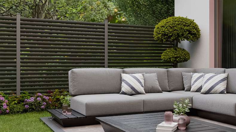planeo Gardence Metallic Ellipse - Alu-Gartenzaun Quadratisch Anthrazit | DB703