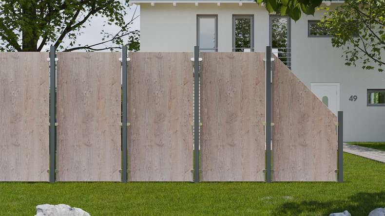 planeo Gardence Resistant - HPL-Sichtschutzzaun Hochkant - Holzoptik 90 x 180cm