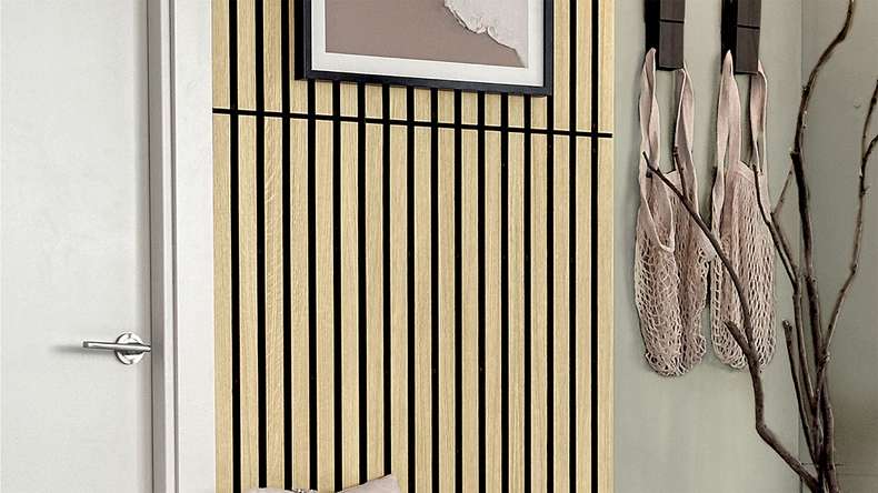 Pannelli acustici Skaben SilentWall Compact - rovere marrone chiaro - 244 x 30,5 cm